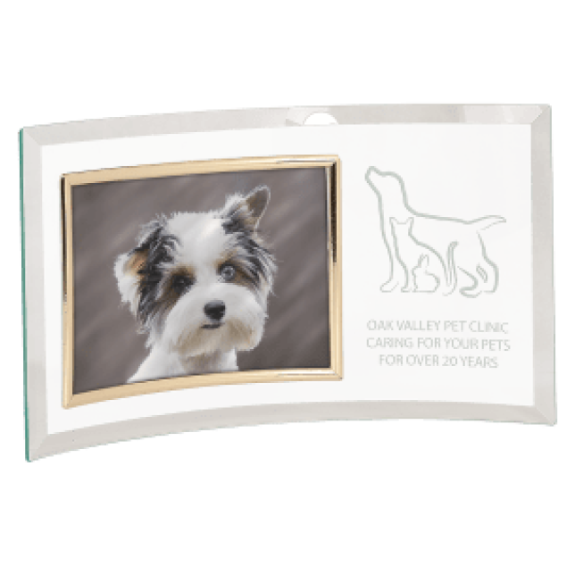 13" x 7 1/2" Jade Glass Crescent with 7" x 5" Picture Frame 13" x 7 1/2" Jade Glass Crescent with 7" x 5" Picture Frame