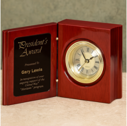 5 3/8" Rosewood Piano Finish Book Clock