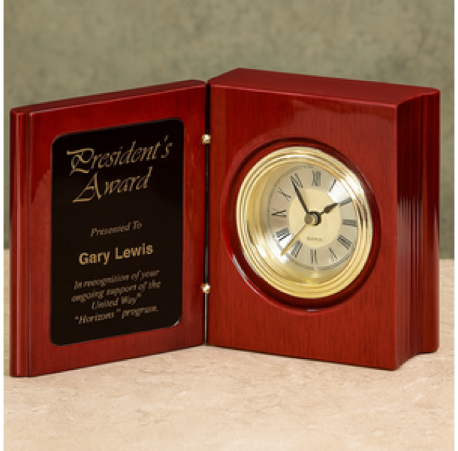 5 3/8" Rosewood Piano Finish Book Clock