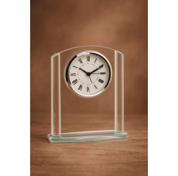 6 1/4" Arch Glass Clock with Second Hand Timing and Alarm 