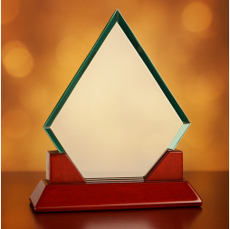 9 1/2" Jade Diamond Prestige Glass with Rosewood Piano Finish Base