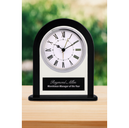 6 1/4" Black/Clear Glass Arch Clock