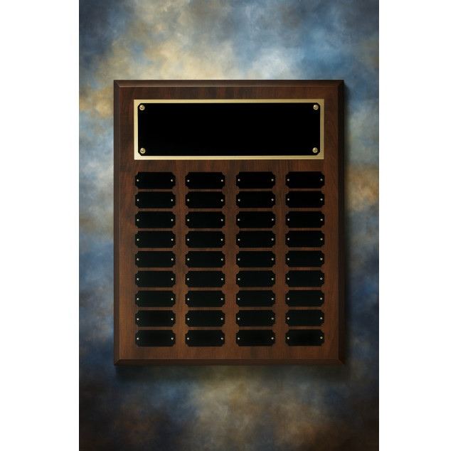 15" x 18" Cherry Finish Completed Perpetual Plaque with 36 Plates